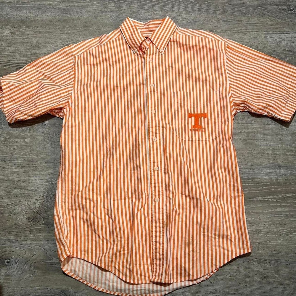 University of Tennessee Button Up Shirt Ox Sport Striped Orange Mens Small